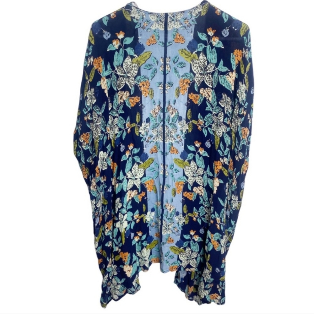 Angie kimono navy blue floral boho size small oversized N